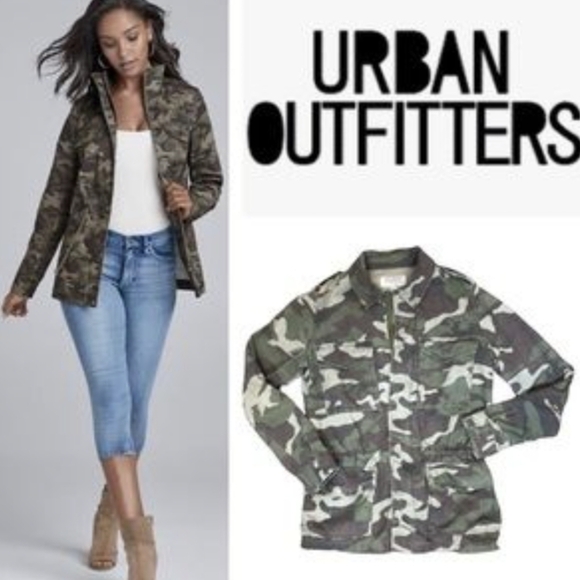 Urban OUTFITTERS ecoté camo camouflage army fatigue jacket small - Picture 1 of 16